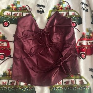 Burgundy Satin Women's Top